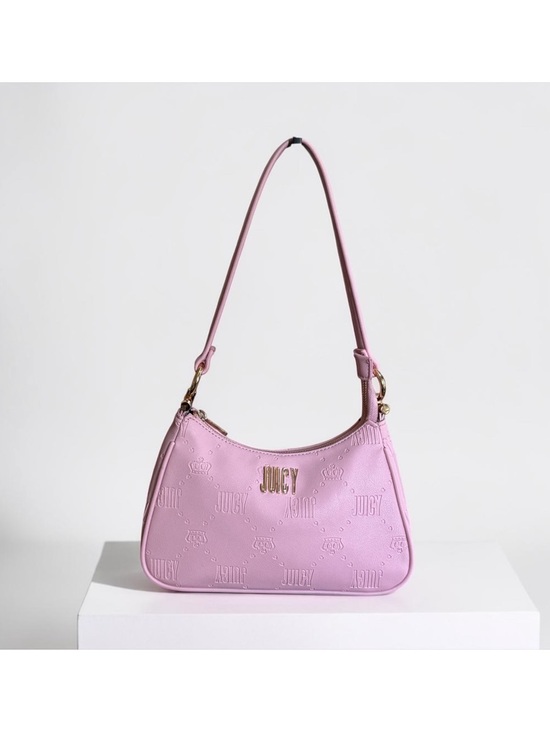 Juicy Couture Handbags - Juicy Couture Pink Embossed Leather Shoulder Bag with Gold Logo